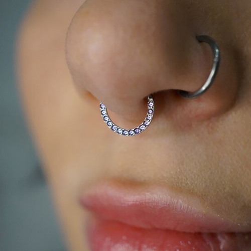 Кольцо-кликер Side Amethyst Stone 1.2 мм (16 G) фото 5